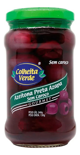 Azeitona Preta Azapa Sem Caroço Colheita Verde 240g