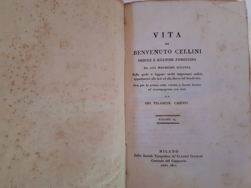 Opere Di Benvenuto Cellini 3 Vol Vita De Benvenuto Cel 1806