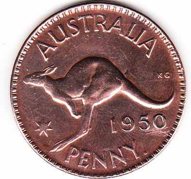 Moneda Australia 1950 One Penny