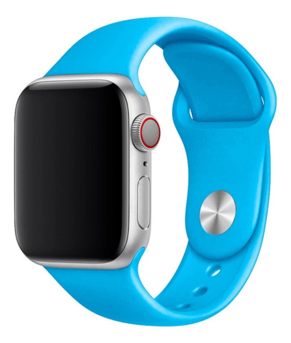 Pulseira Sport Silicone Para Apple Watch Serie 7 45mm Cor Azul-celeste