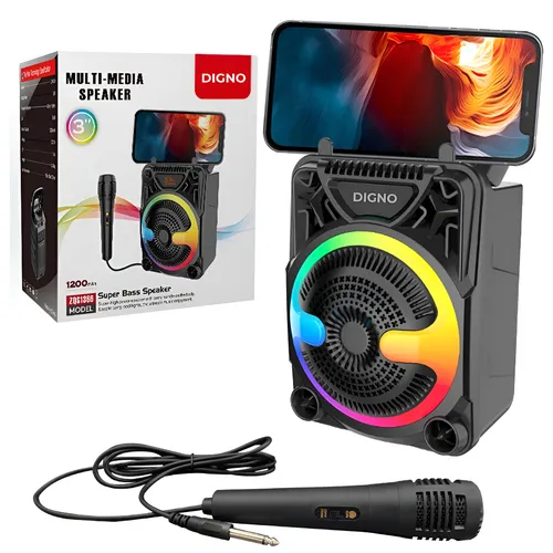 Caixa De Som Caixinha Bluetooth Digno Tws 1200w P.m.p.o Led Rgb Portatil Sem Fio Usb Sem Ruído Com Microfone