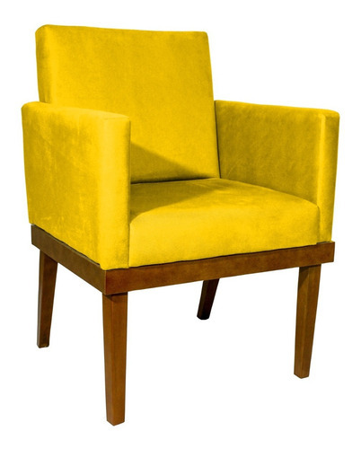 Poltrona Decorativa Cadeira Reforçada Recepção Divine Cores Cor Amarelo Desenho do tecido TECIDO SUEDE