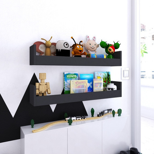 Playcon Jgo 2 Repisas Opciones 80x14.4x14.1cm Tipo Flotante Negro