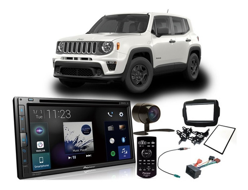 Dvd Player Jeep Renegade Até 2017 Avh-z5280tv Pioneer Bluetooth Usb Espelhamento Moldura 2din + Chicotes + Câmera De Ré