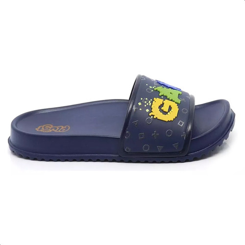 Chinelo Slide Infantil Plugt Menino Game Over Azul Marinho