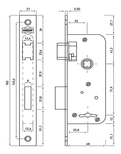 Imagen 3 de 3 de Cerradura Andif 857 Linea Aluminio.