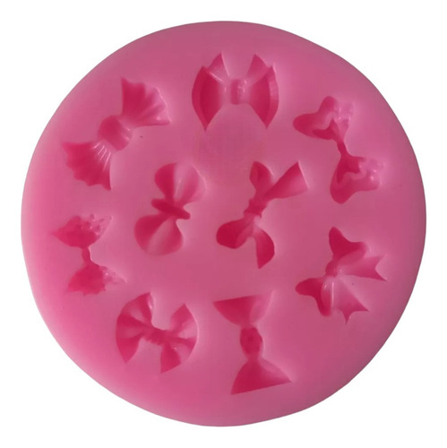 Molde Silicona Mini Moños Lazos X9 Fondant Porcelana Fría Rosa