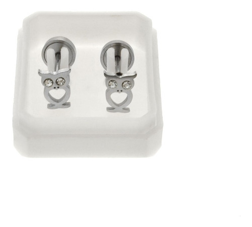Imagen 5 de 7 de Aritos Abridores Búhos Piedra 6mm Acero Quirúrgico