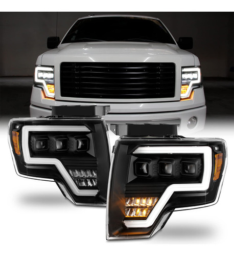 Para Ford Pickup Truck Led Completo Proyector Haz Negro Par