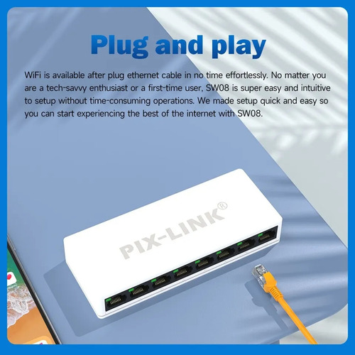 Interruptores De Red Pix-link Sw08 Miniethernet De 8 Puerto