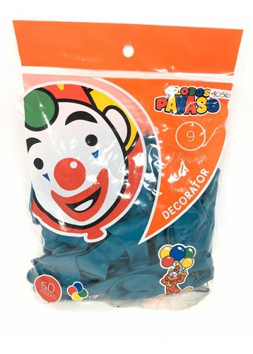 Bolsa Globo Latex Turquesa 50 Pz Payaso Fiesta Decoración