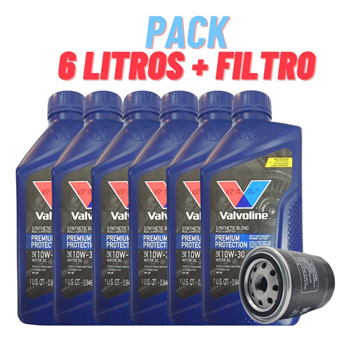 Aceite 10w30 Semi Sintetico Valvoline Pack 6lts + Filtro