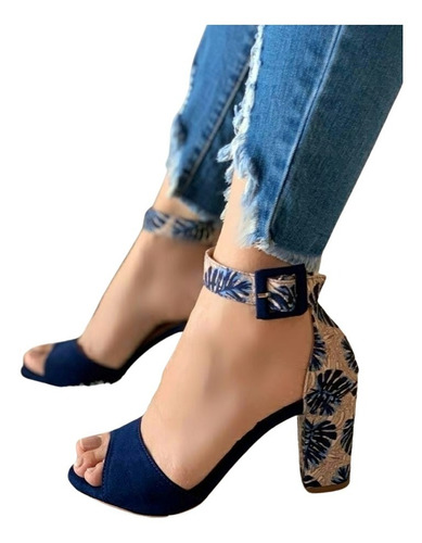 Tacón Mujer Cubano Estampado Zapato Dama