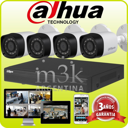 Kit Seguridad Dahua Full Hd Dvr 4 + 4 Camaras Infrarrojas Bullet Exterior O Domo Interior + Ip Celular Cctv P2p