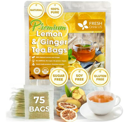 Té De Limón Y Jengibre Premium, 100% Natural, Sin Azúcar, Si