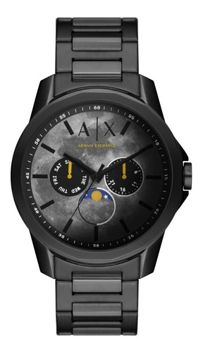 Reloj Hombre Ax Banks Acero Multifuncion Color de la correa Negro