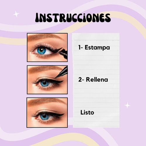 Delineador De Ojos Líquido Sello Cat Eyeliner 2pzs Indeleble Color Negro