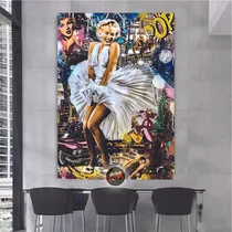 Comprar Cuadro Canvas Decora Marilyn Monroe Vestido Graffiti 140x90
