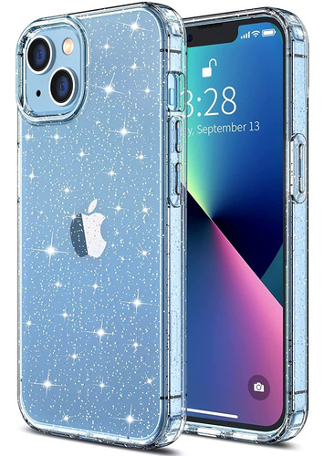 Funda Para iPhone 13 Glitter Transparente Resistente DeLG...