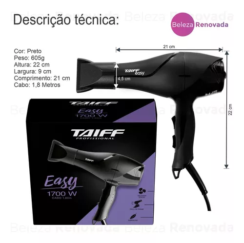 Secador De Cabelos Motor Ac Profissional Easy 1700w Taiff Cor