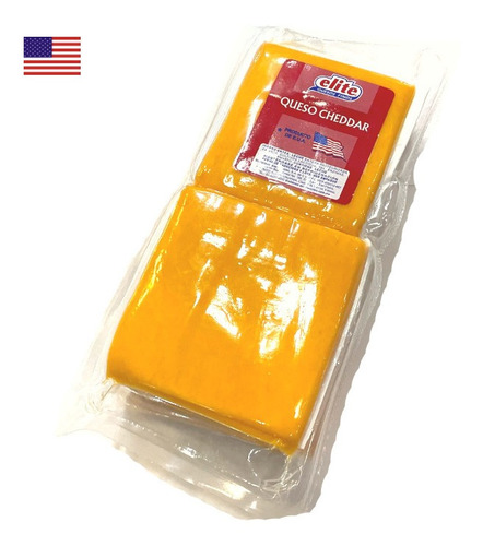 Queso Cheddar Elite Barra 1 Kg, Rebanadas De 25 Gr E.u.a