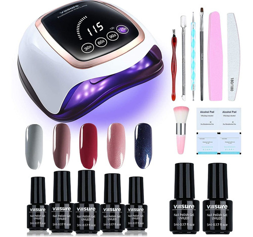 Gel Kit Esmalte De Uñas Todo En Uno 5 Colores Kit De C...