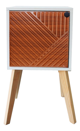 Buro Noche Iluminacion Luz Led Mdf Resistente Relieve Cafe