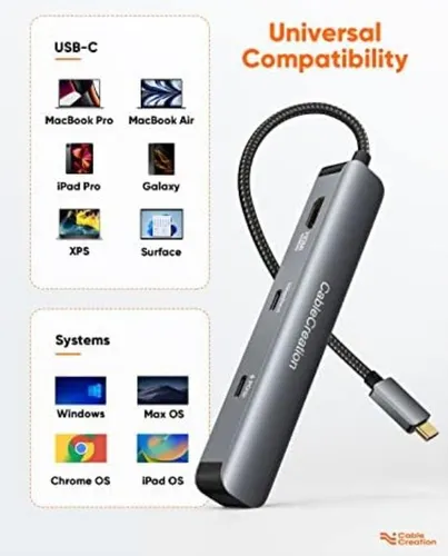 Adaptador Usb-c 7 Puertos, Concentrador Multipuerto Compacto