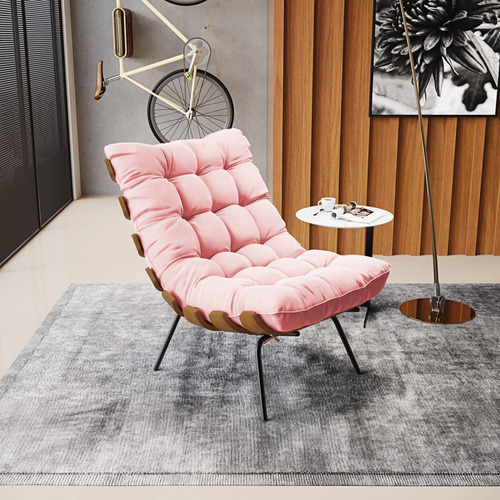 Poltrona Costela Suede Rosa Bebê - D'rossi