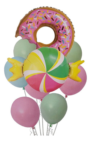 Bouquet Globos Dona  Dulce Candy 9 Piezas