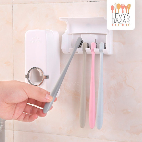 Imagen 6 de 10 de Porta Cepillo 2 En 1 Dispenser Pasta Dental Soporte Touch Me