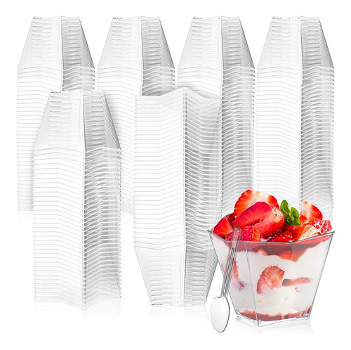 Lyellfe 100 Paquete De 4 Oz Tazas De Postre Con Cuchara, Vas