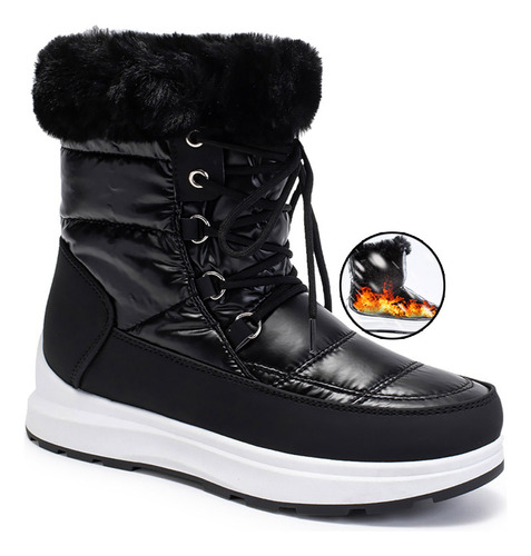 Botas De Nieve Impermeables Altas De Felpa Para Mujer