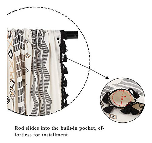Cortinas Boho Colorbird 2 Paneles De 84 Pulgadas Cortina Geo