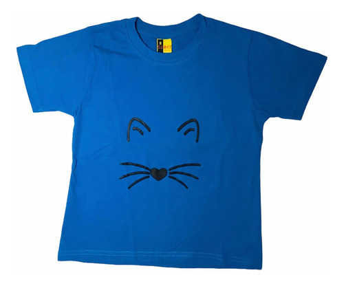 Polera Algodón Niñas Diseño Gatito