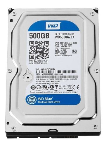 Disco Duro Hdd 3.5 Wd Blue 500gb Sata3 7200 Rpm Gtía 2 Años.