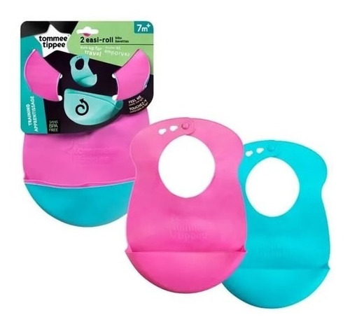 Baberos De Silicona Pack X 2 Rosa Aqua Tommee Tippee