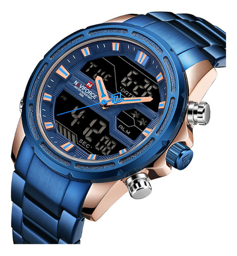 Naviforce Azul Reloj Hombre Con Correa De Acero Inoxidable