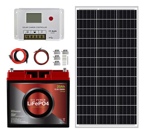 Kit Energia Solar Bateria Litio Lifepo Ah Panel Mono Pwm