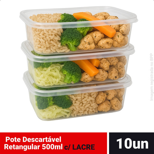 Kit 10 Pote Descartável 500ml Freezer Microondas Marmita Fit