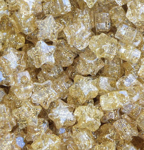 Star Beads Gold Glitter Sparkle 13 Mm Pony Beads Fabric...