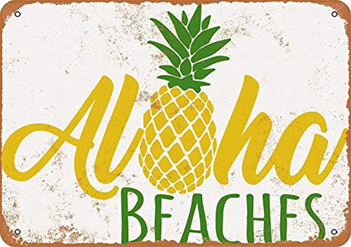 Cartel De Metal Con Diseño De Aloha Beaches