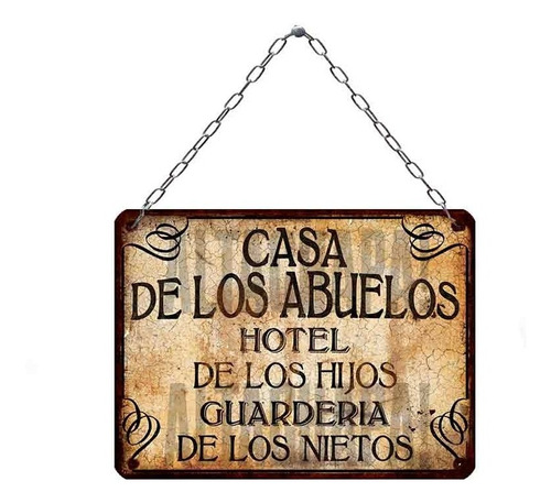 Cartel Chapa Rústica Casa De Los Abuelos