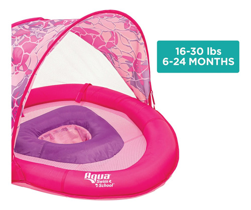 Flotador Para Bebe Con Toldo Rosa 6-24 Meses Fps 50+ Rosa