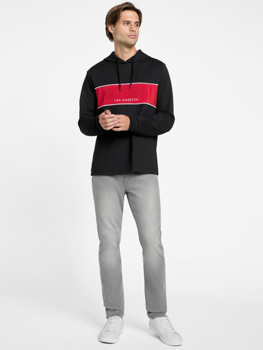 Buzo Guess Hombre Negro Y Rojo