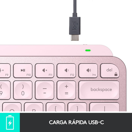 Imagen 6 de 10 de Teclado Avanzado Recargable Logitech Mx Keys Mini - Rosado