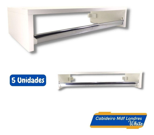 Kit 6 Cabideiro De Parede Arara De Roupas Moderno Mdf Branco