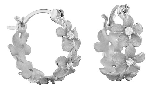 Hawaiian Silver Jewelry Aretes Aro Plata Aretes Flores Lujo