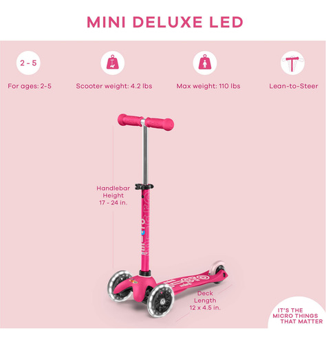 Micro Kickboard Mini Deluxe Led De 3 Ruedas Magro A