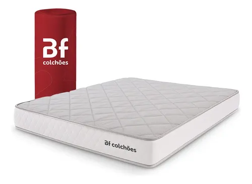 BF Colchões Espuma Basic D28 Certificada Colchão Casal Ortopédico de Espuma D28 a Vácuo 138x188cm Cor Branco